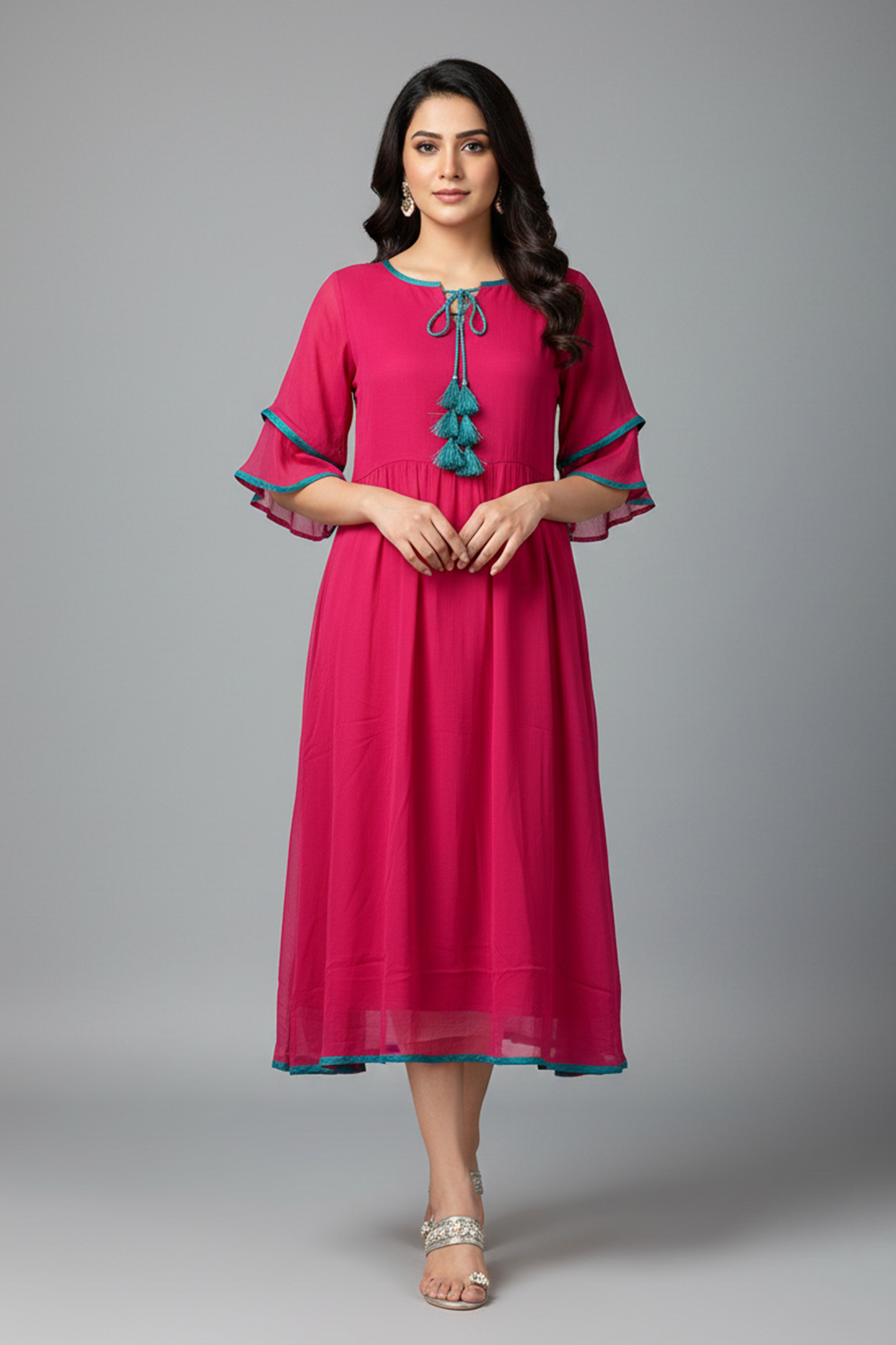 Deep Magenta Tassel Dress