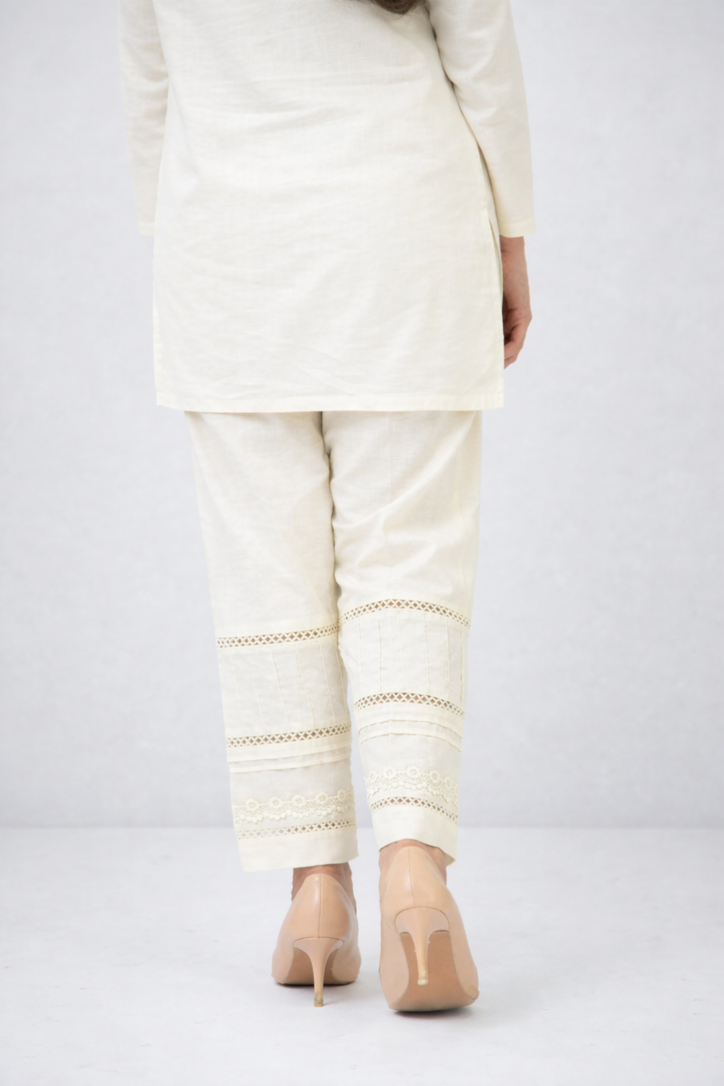 Lace-Trimmed Cigarette Trouser