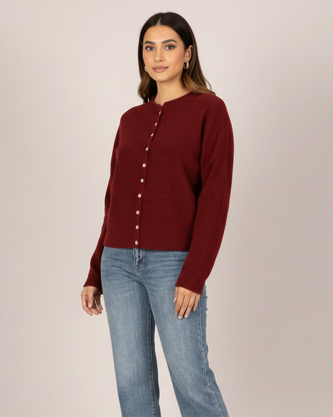 Merlot Heritage Knit Cardigan Top