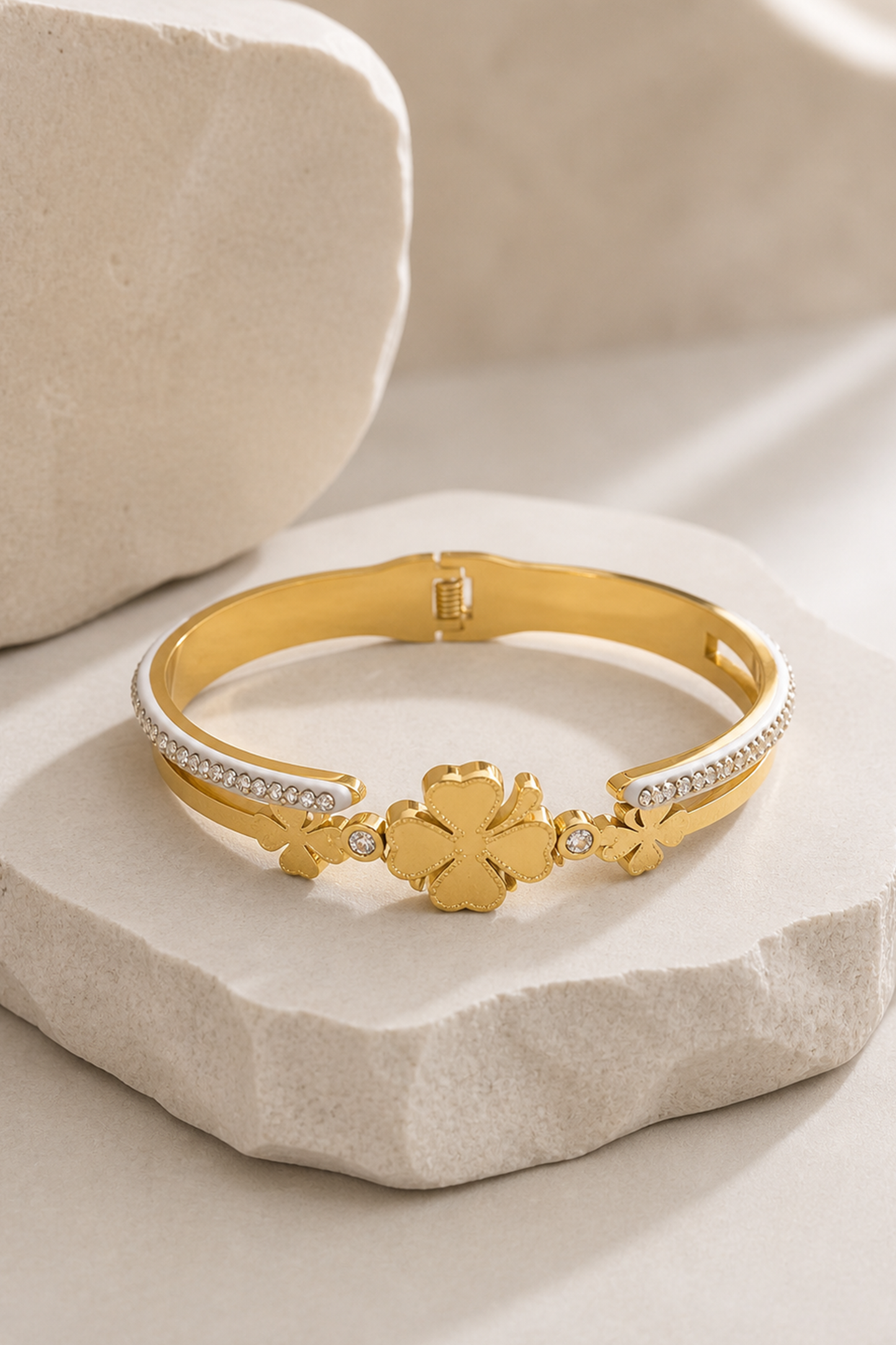 Celestial Clover Hinged Bracelet