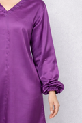 Amethyst Silk-Satin V-Neck Top