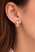 Aurora Triple-Band Ribbed Huggie Earrings