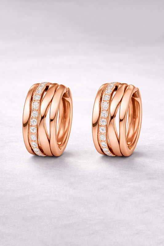 Aurora Triple-Band Ribbed Huggie Earrings