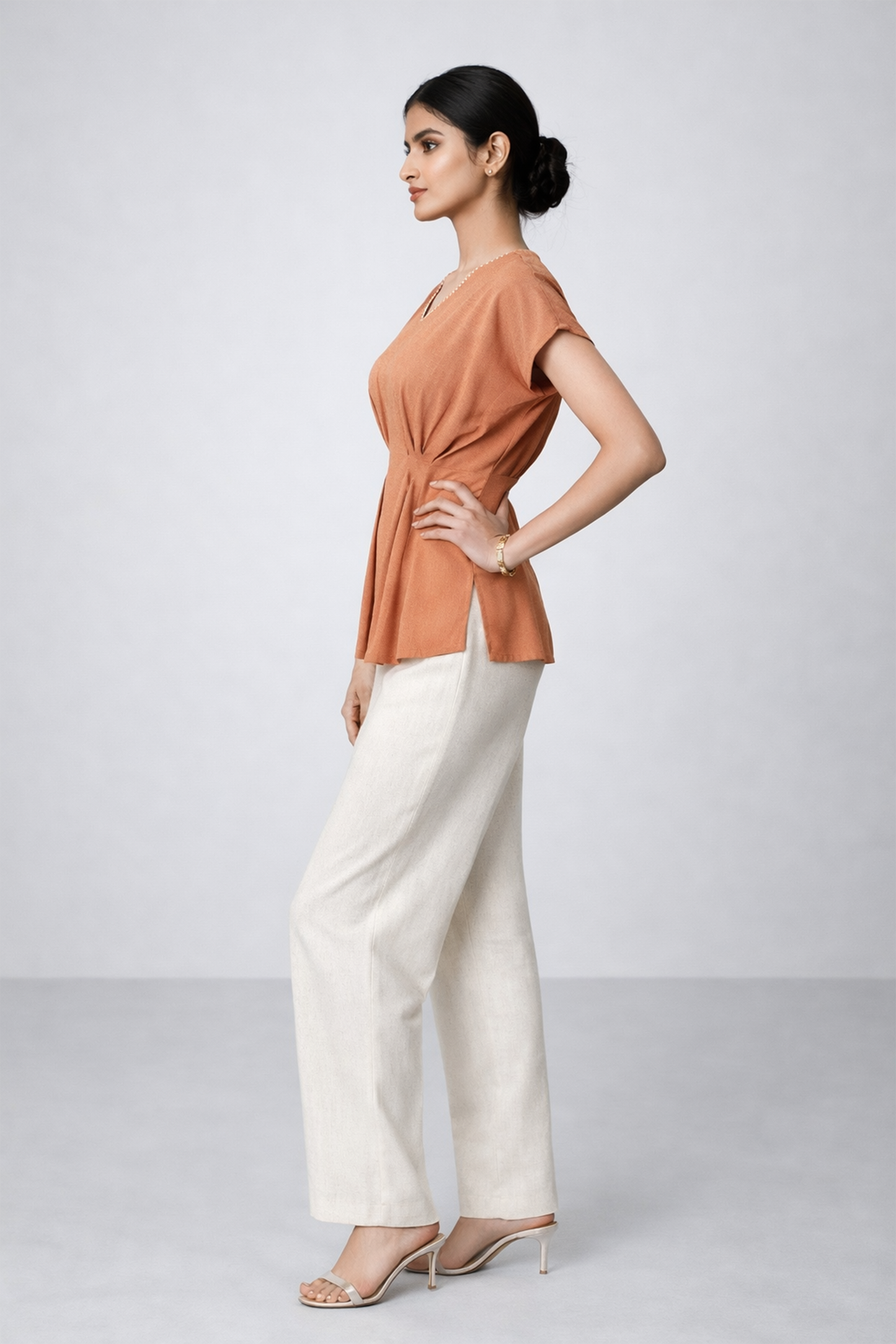 Autumn Spice Pleated Peplum Top