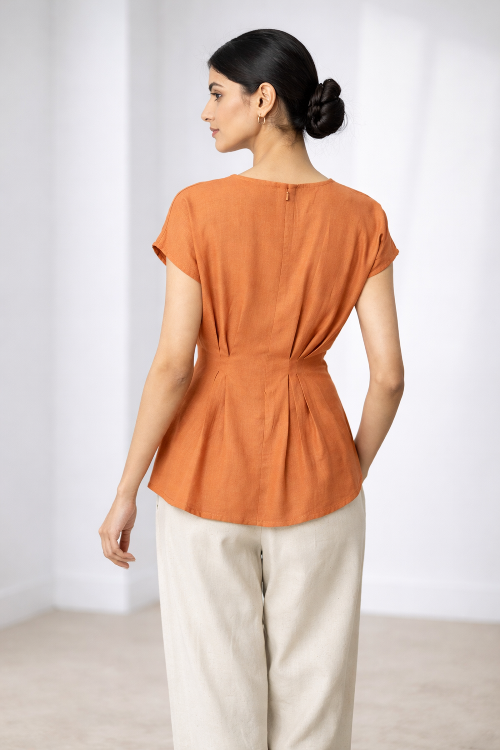 Autumn Spice Pleated Peplum Top