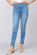 Azure Tiered-Hem Skinny Jeans