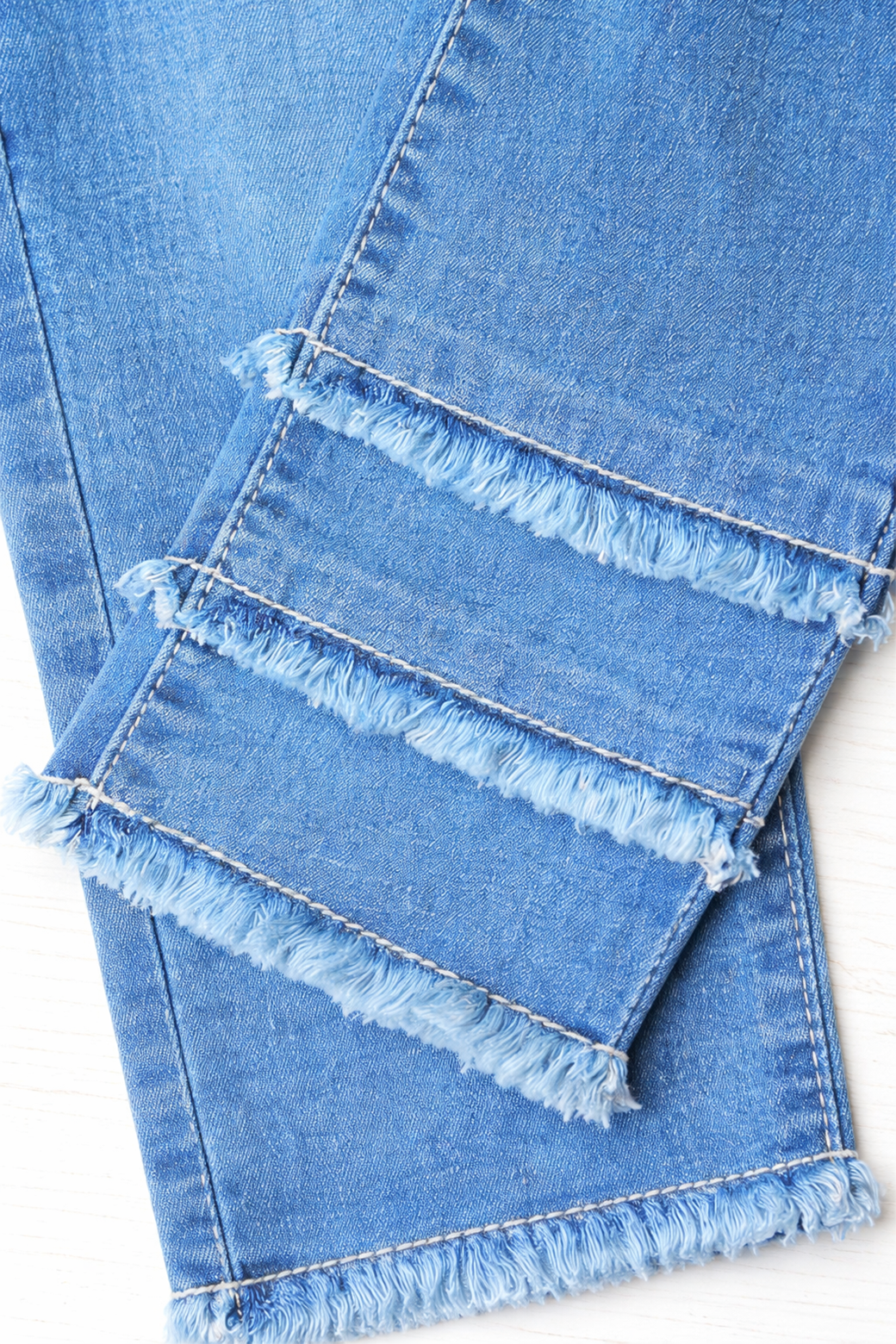 Azure Tiered-Hem Skinny Jeans