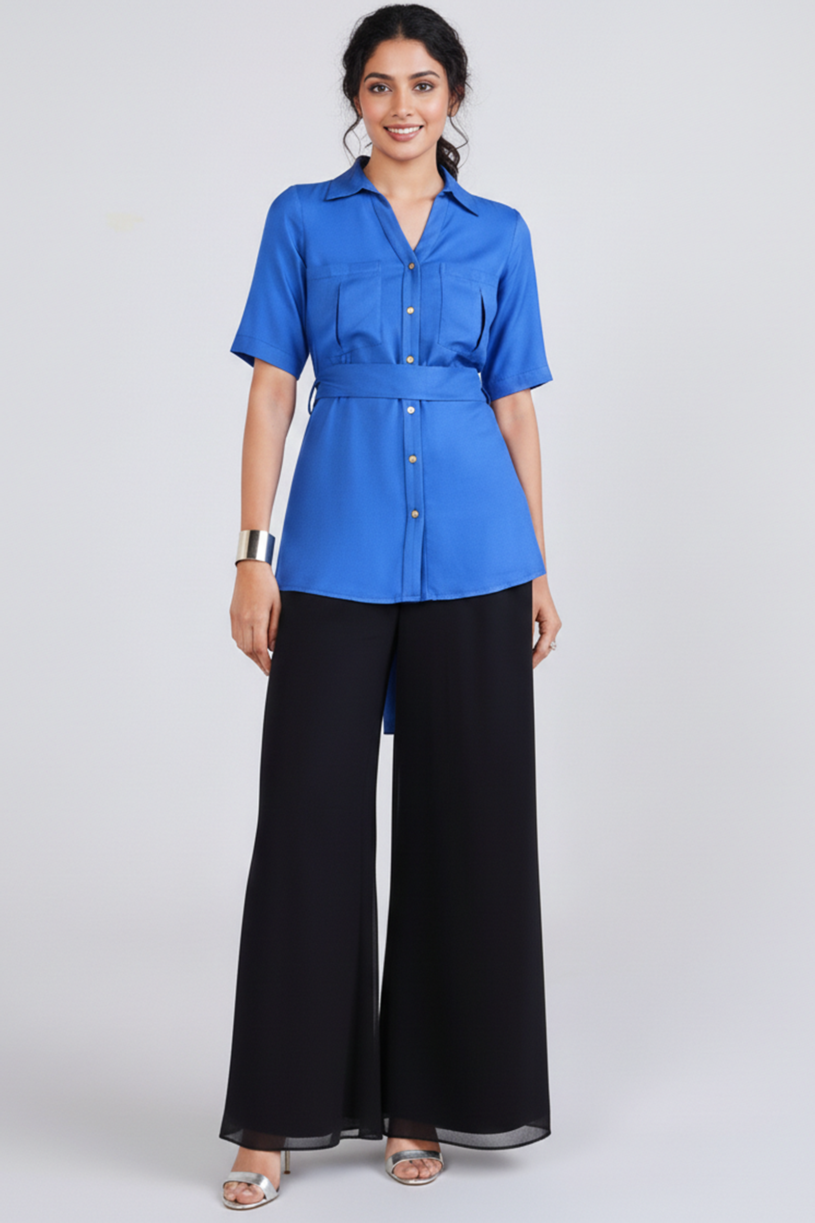 Azure Utility Cinched-Waist Shirt