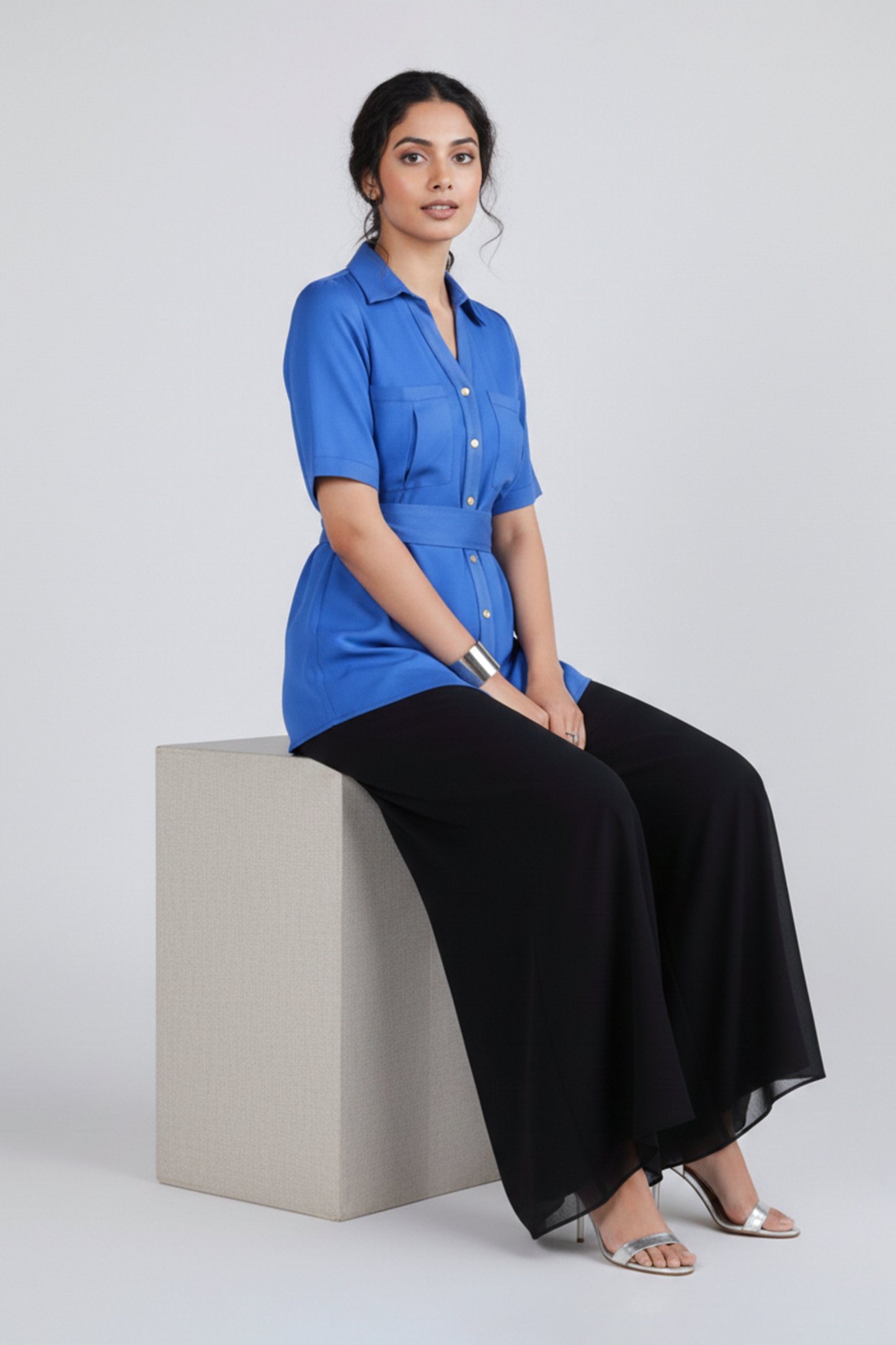 Azure Utility Cinched-Waist Shirt