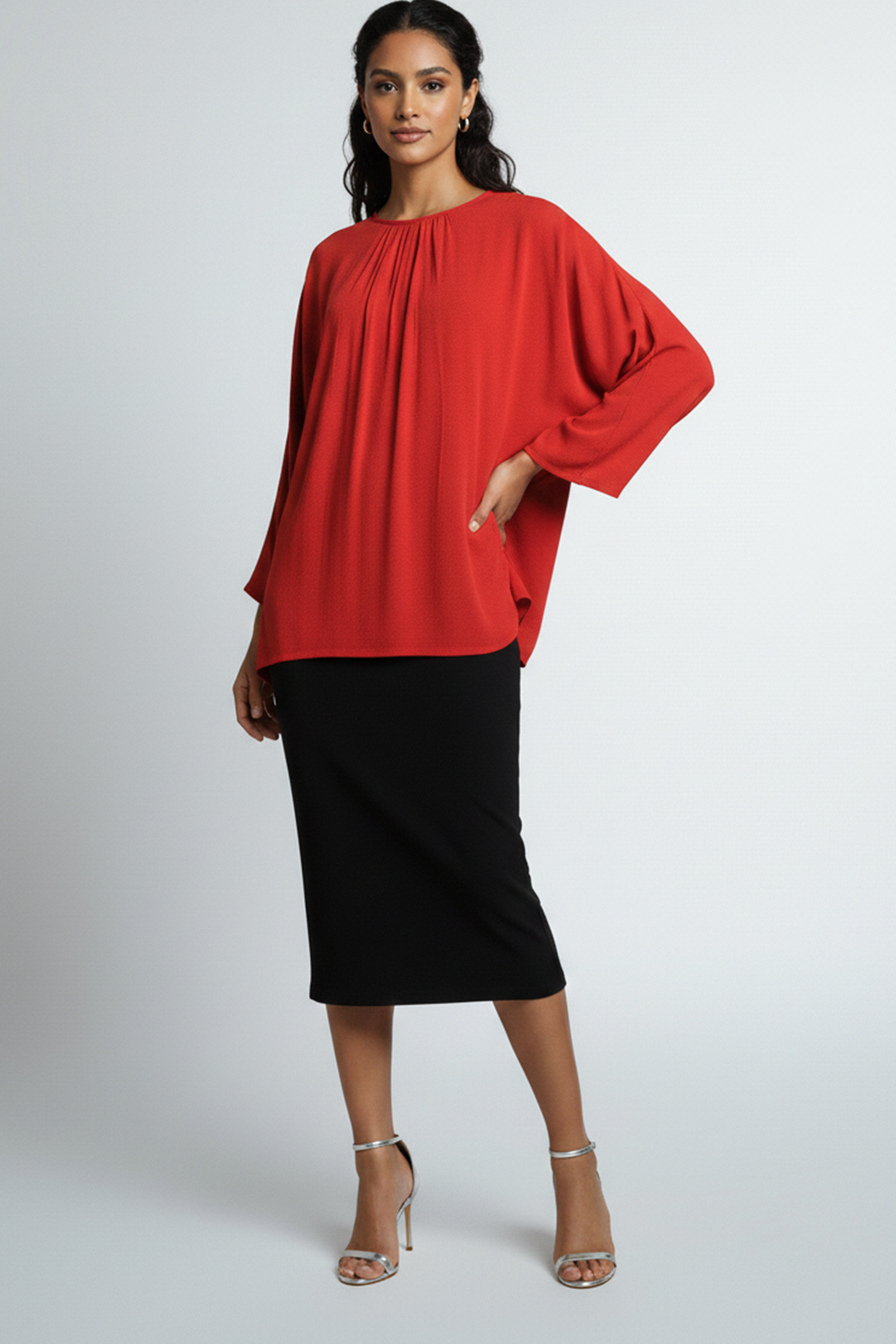 Crimson Flow Batwing Top