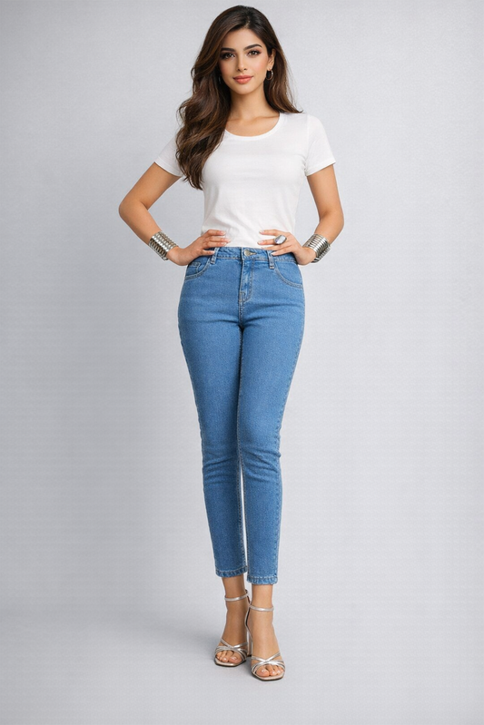 Crystal Bow Skinny Denim