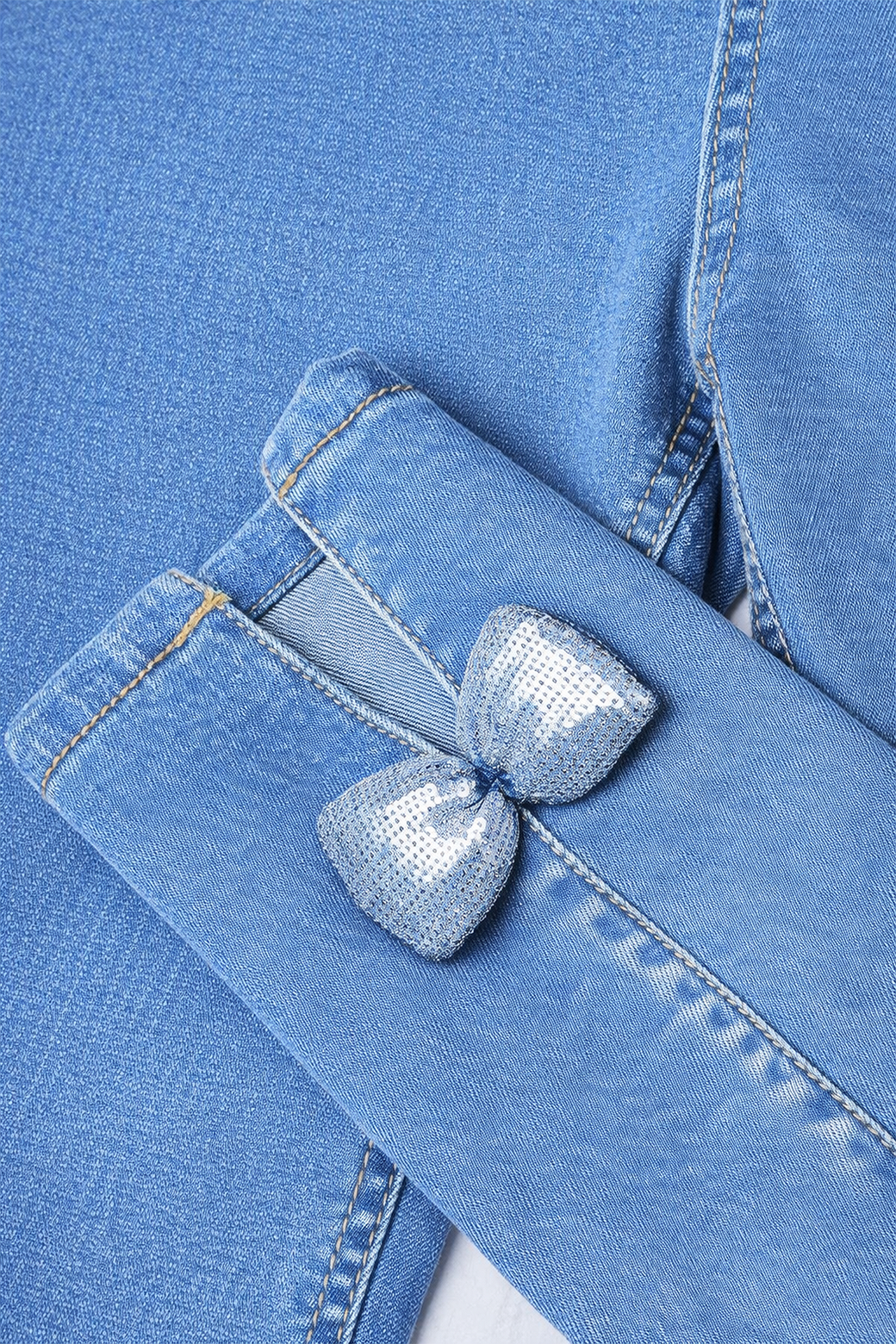 Crystal Bow Skinny Denim