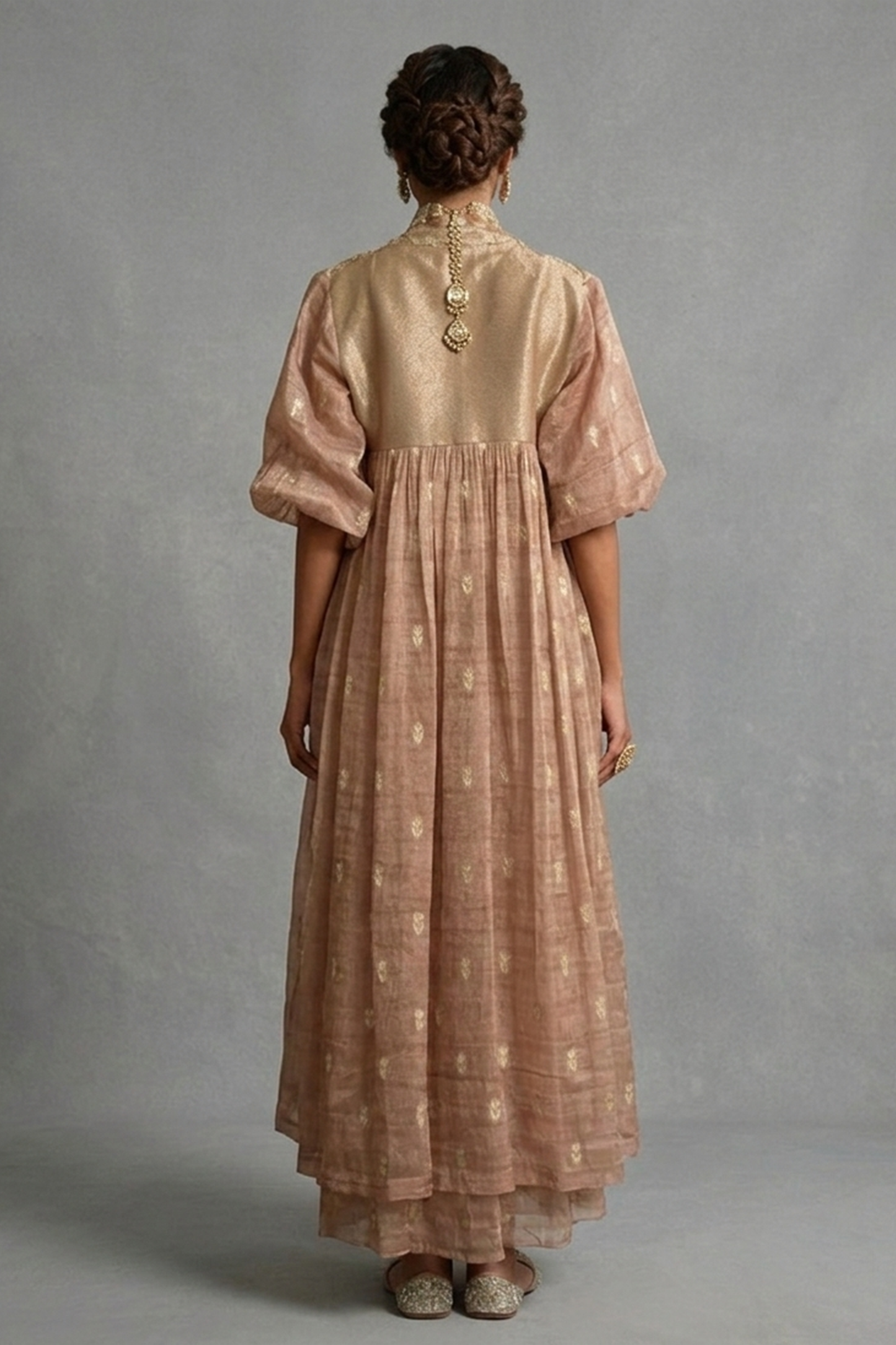 Dusty Rose Embellished Cape-Style Fusion