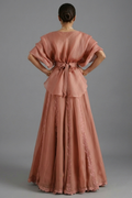 Dusty Rose Organza Peplum & Embroidered Lehengas