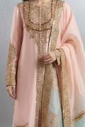 Rose-Peach Zardozi Organza Ensemble