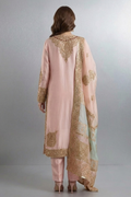 Rose-Peach Zardozi Organza Ensemble