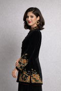 Embroidered Velvet Mandarin Coat