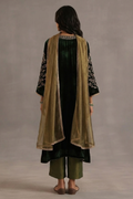 Emerald Forest Embroidered Velvet Kaftan