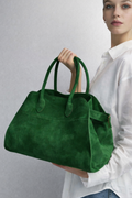 Emerald Suede Slouch Tote Hand Bag