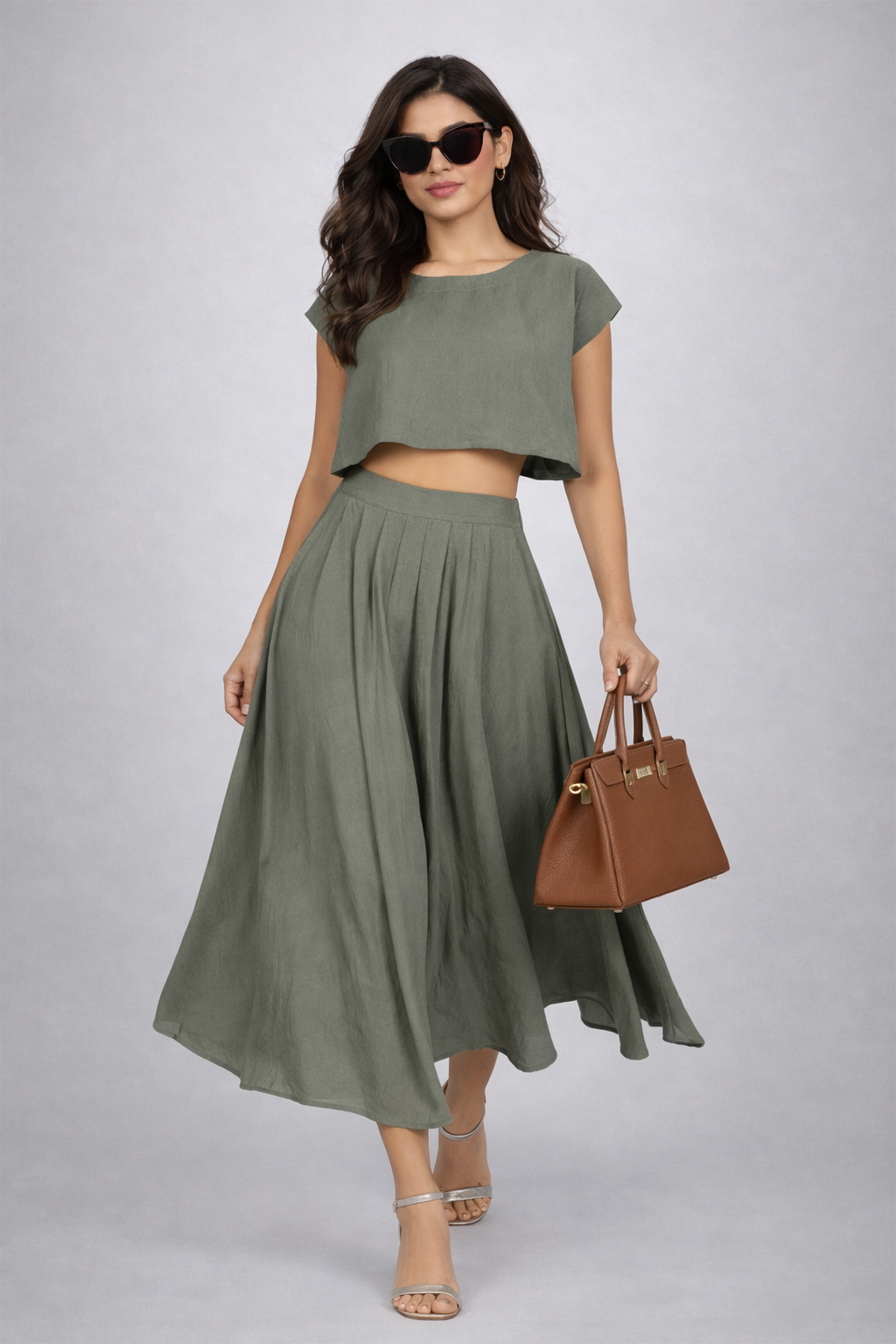 Ethereal Sage Top & Skirt Set
