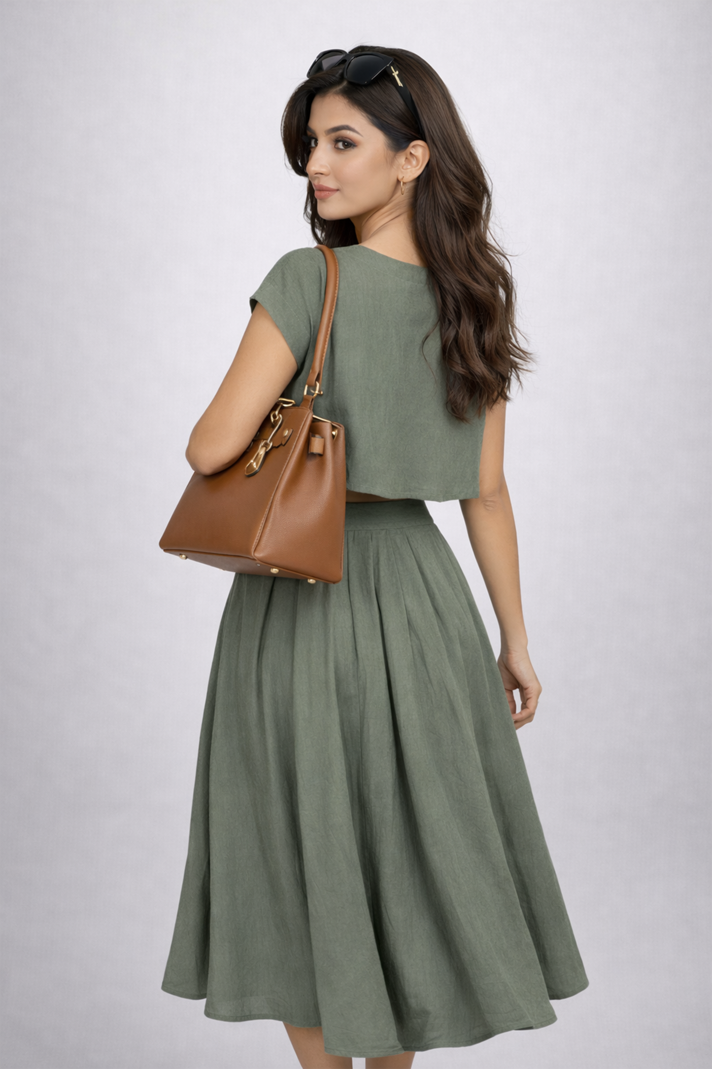 Ethereal Sage Top & Skirt Set