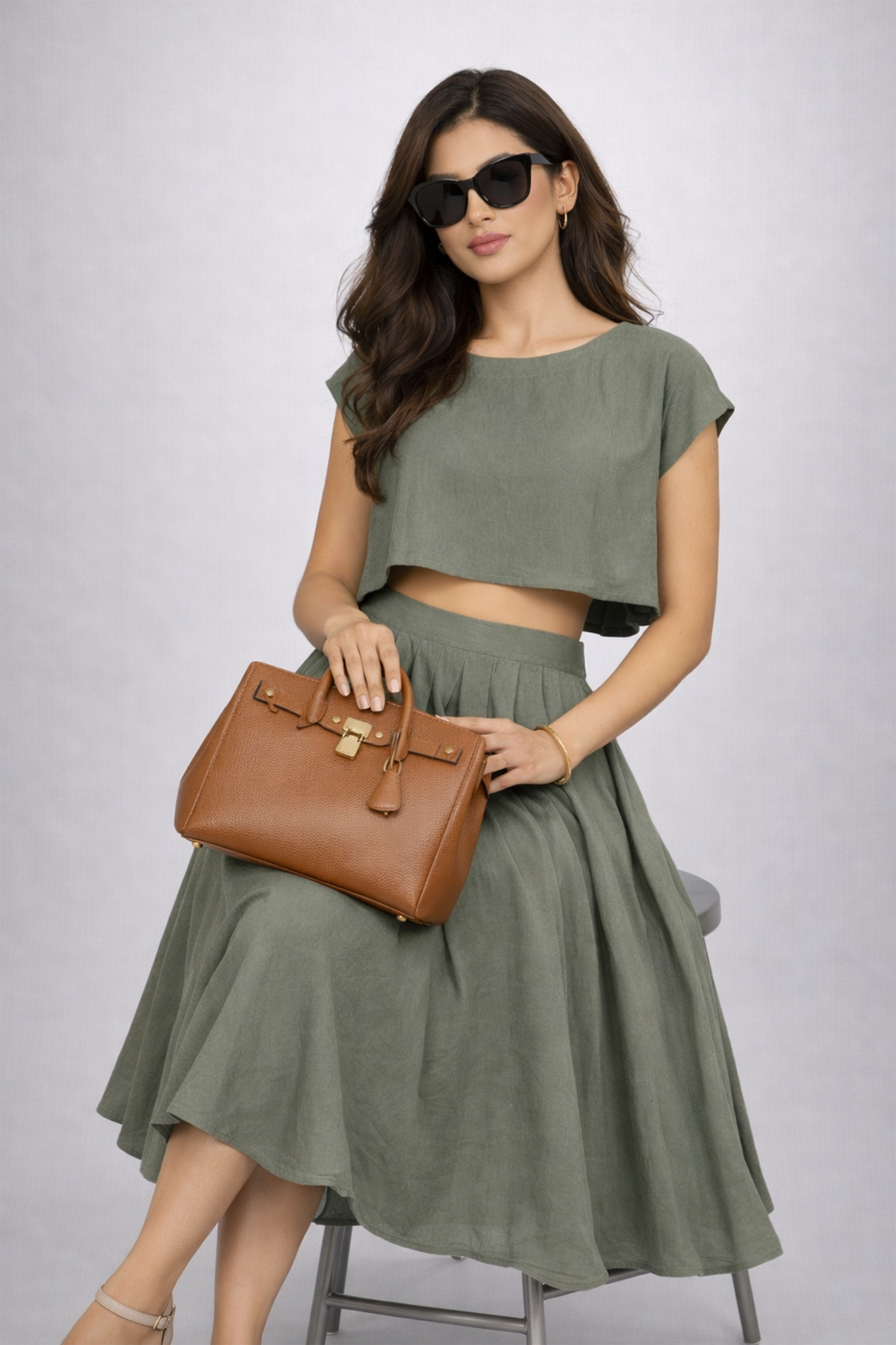 Ethereal Sage Top & Skirt Set