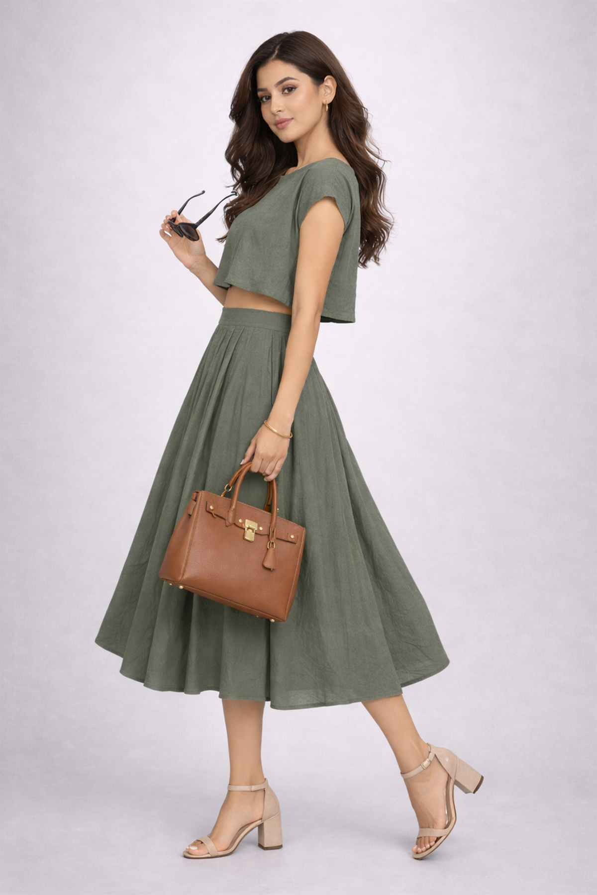 Ethereal Sage Top & Skirt Set