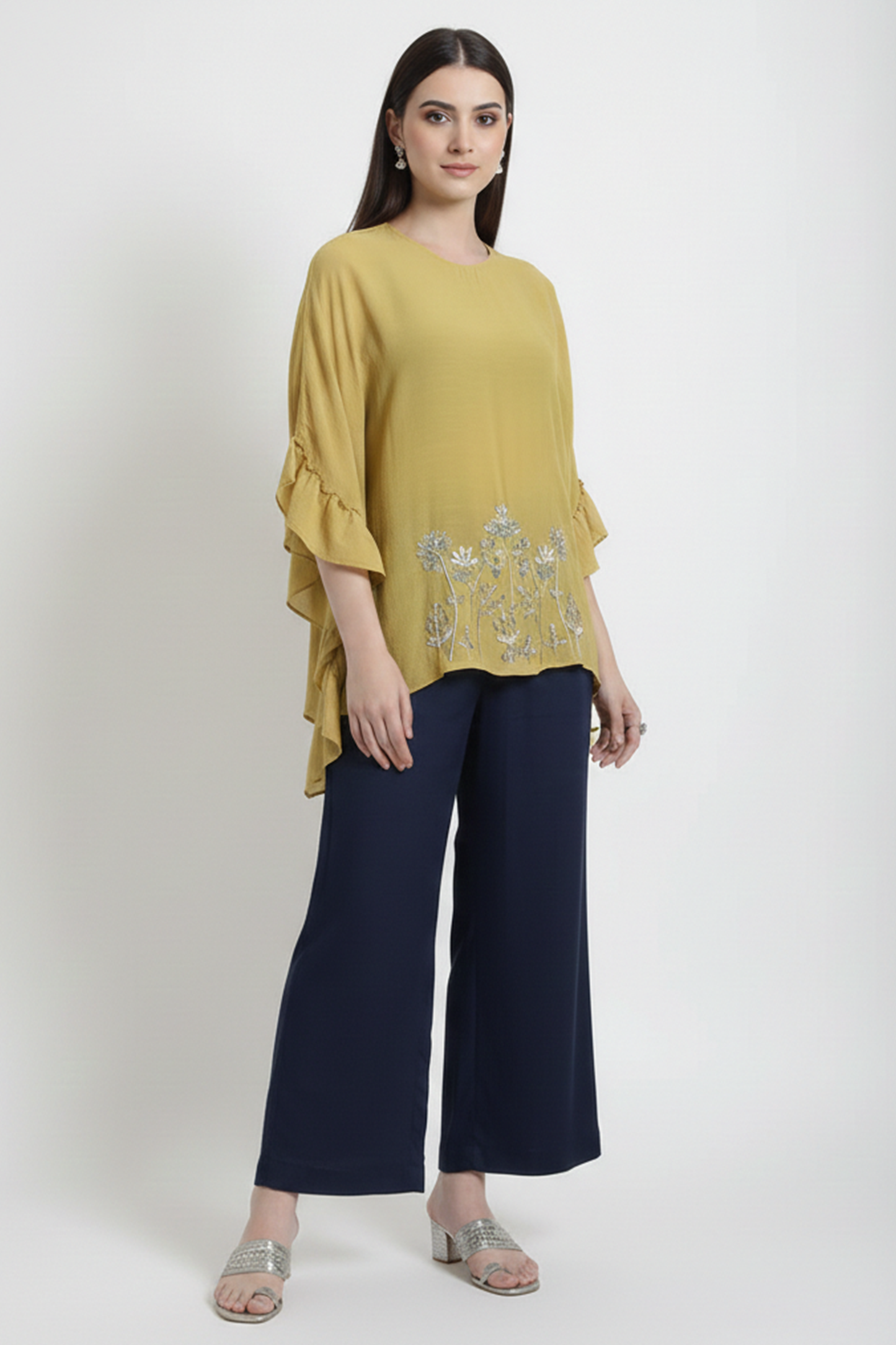 Golden Meadow Ruffle-Sleeve Top