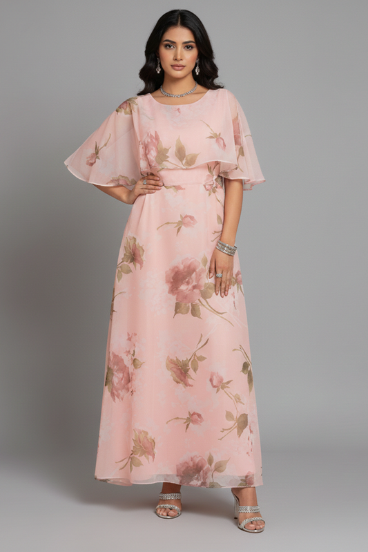 Fairy Pink Floral Maxi Dress