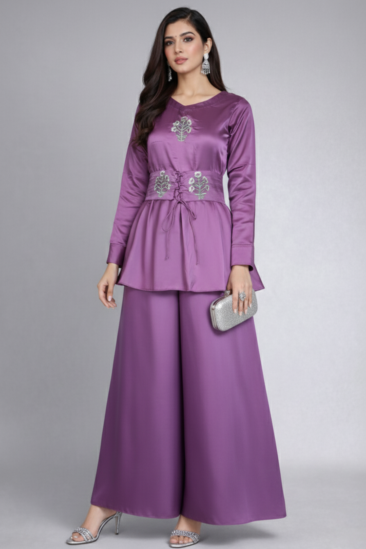 Lavender Floral Embroidered Co-ord