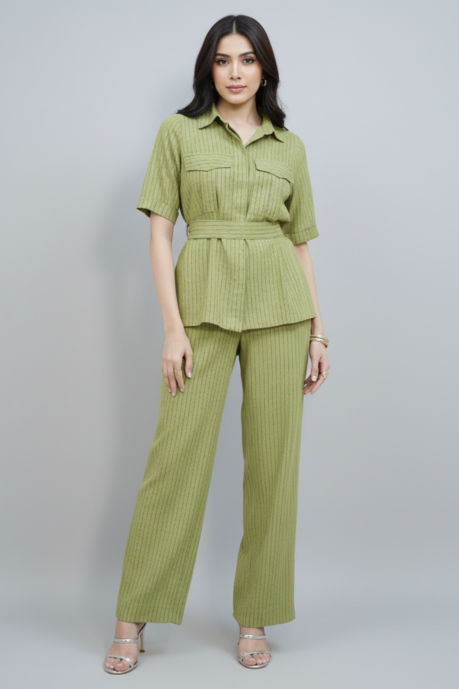 Olive Ribbed Utility Co-ord Set