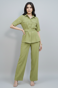 Olive Ribbed Utility Co-ord Set