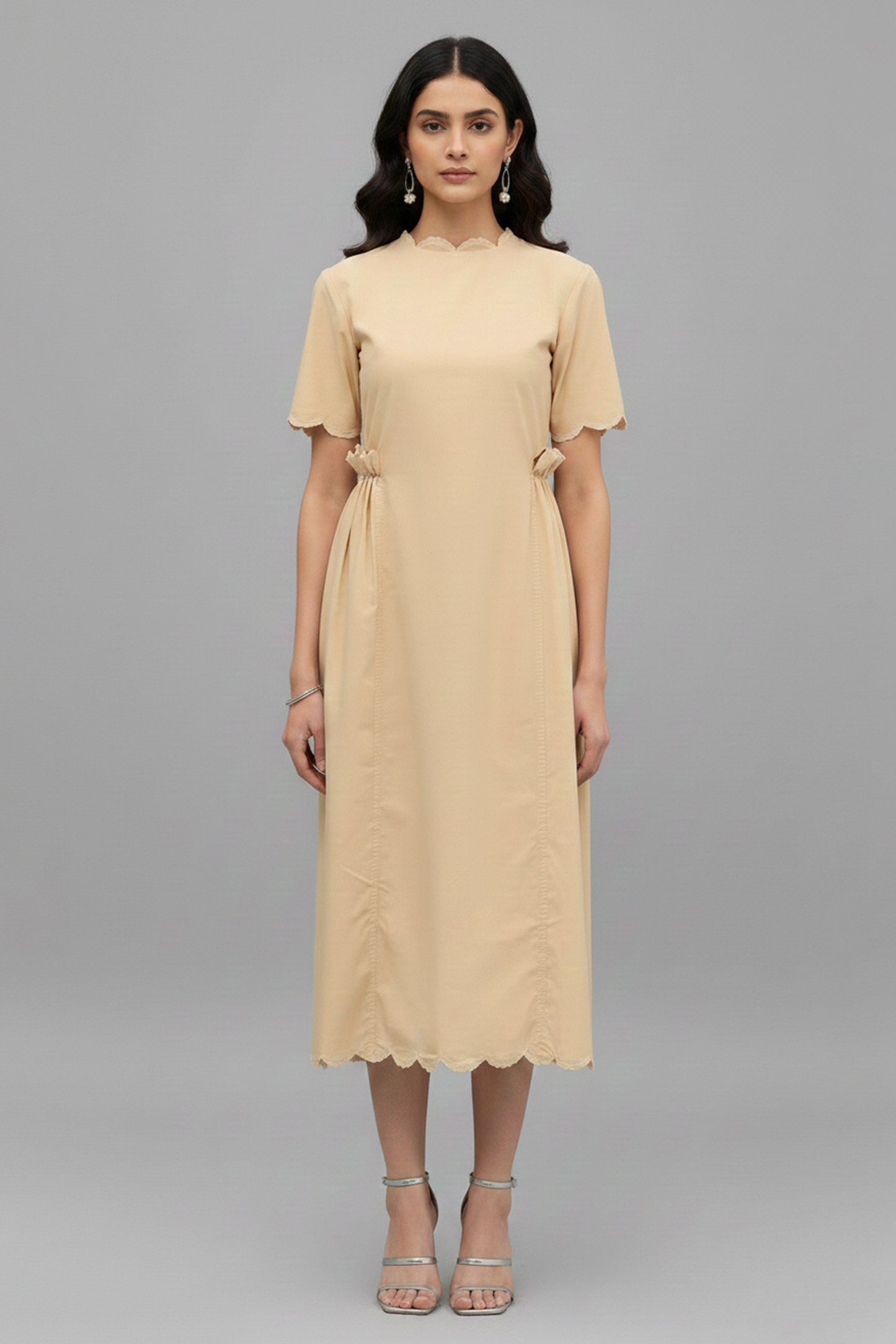 Sand Shell Scalloped Dress