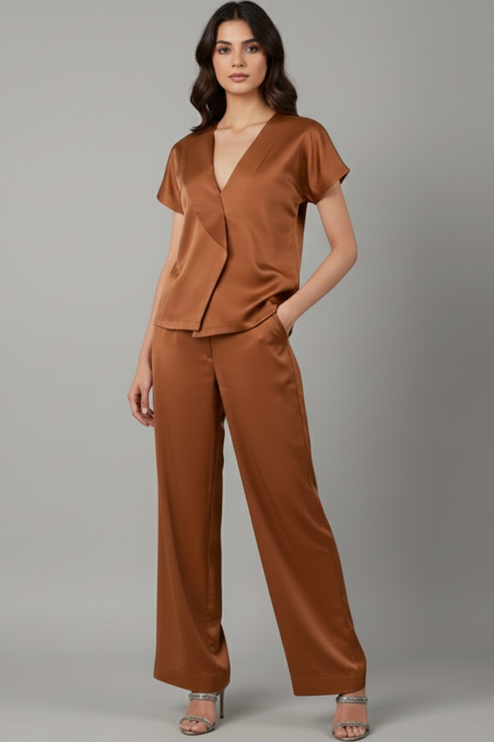 Sienna Satin Monochromatic Co-ord Set
