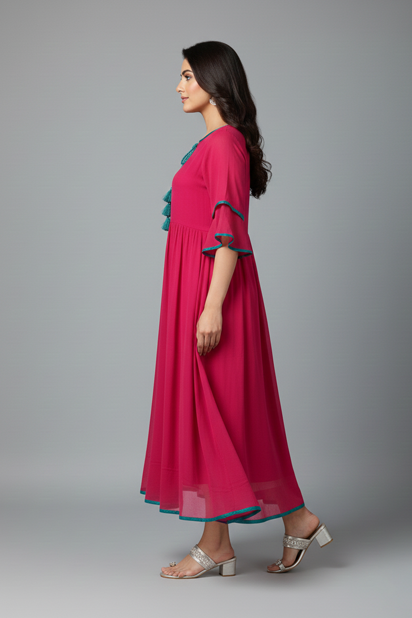 Deep Magenta Tassel Dress