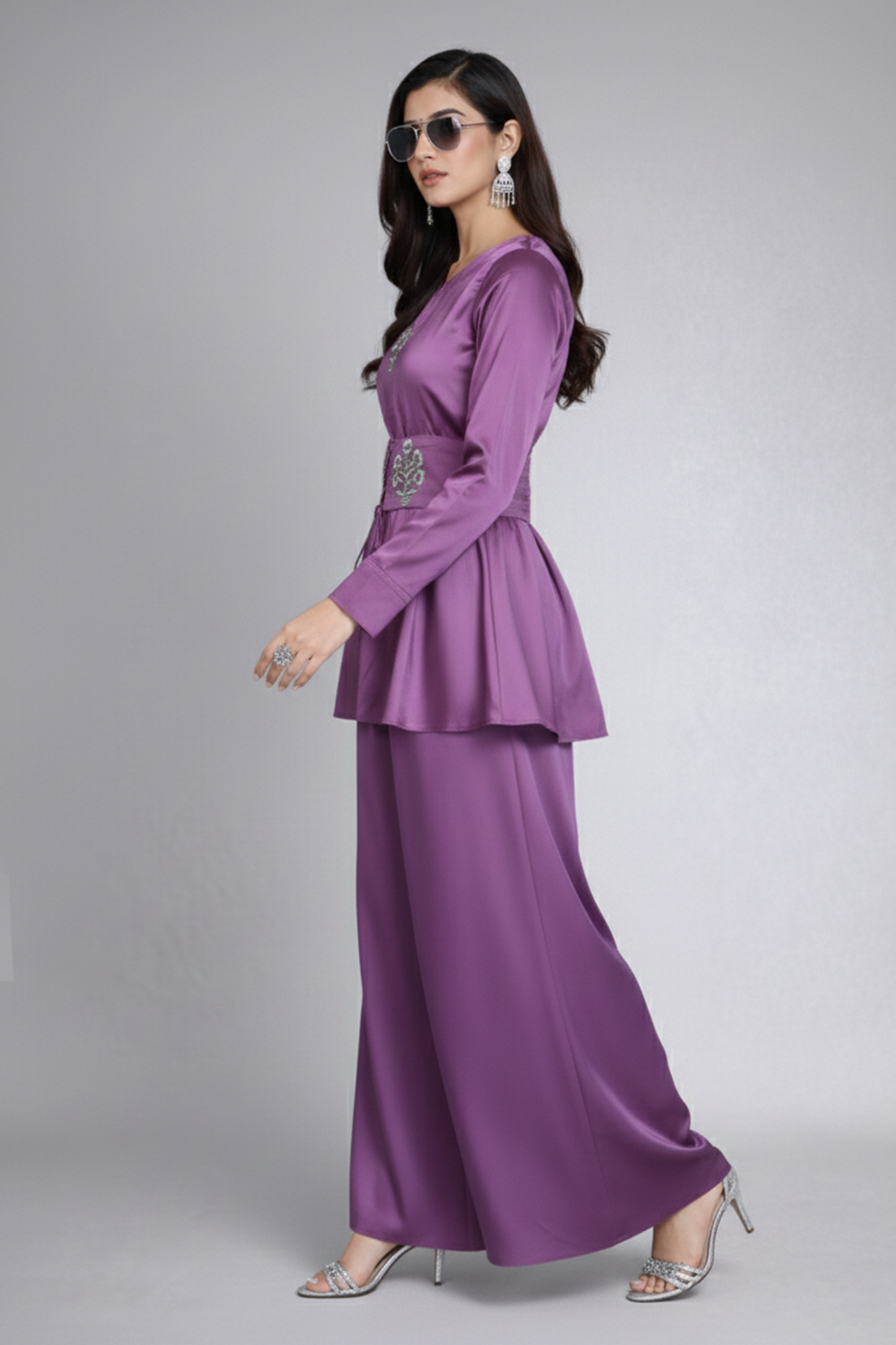 Lavender Floral Embroidered Co-ord