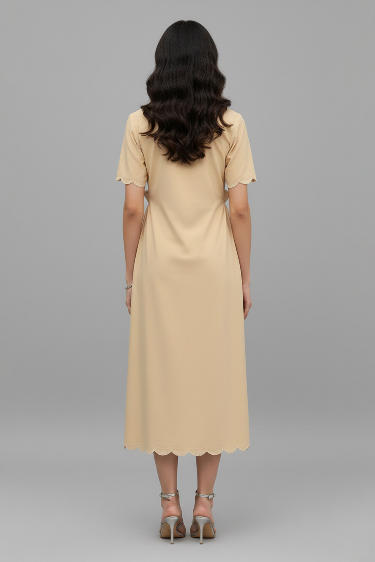 Sand Shell Scalloped Dress