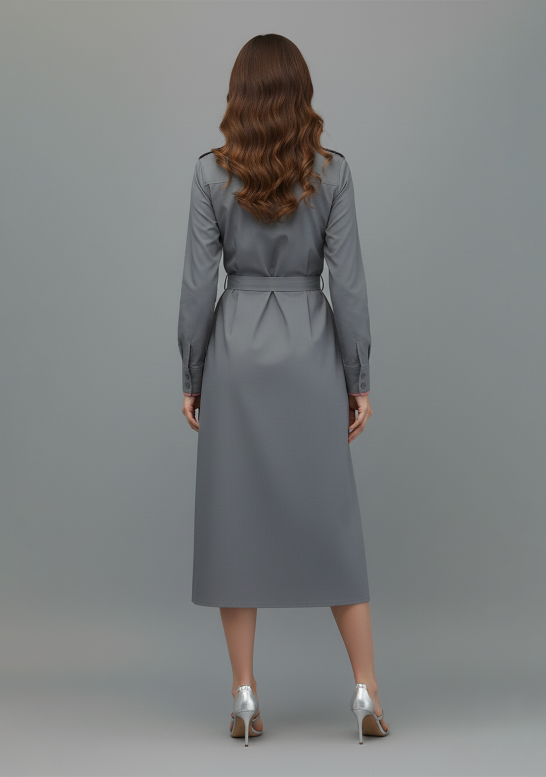 Executive Slate Belted Dress
