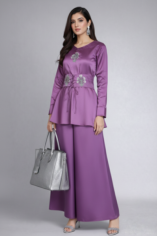 Lavender Floral Embroidered Co-ord