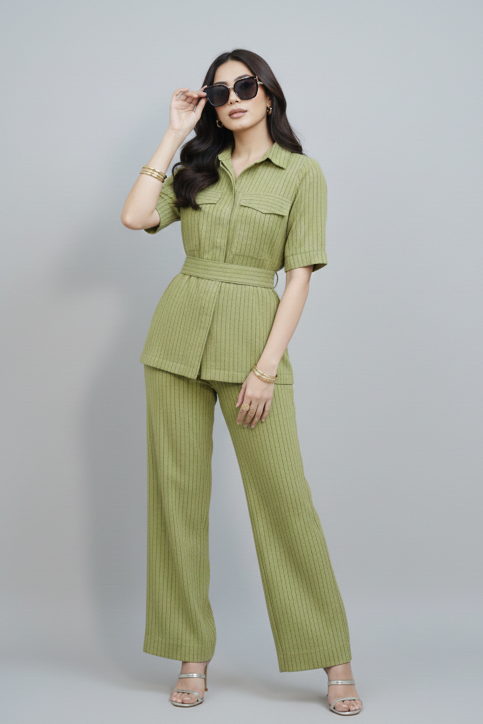 Olive Ribbed Utility Co-ord Set
