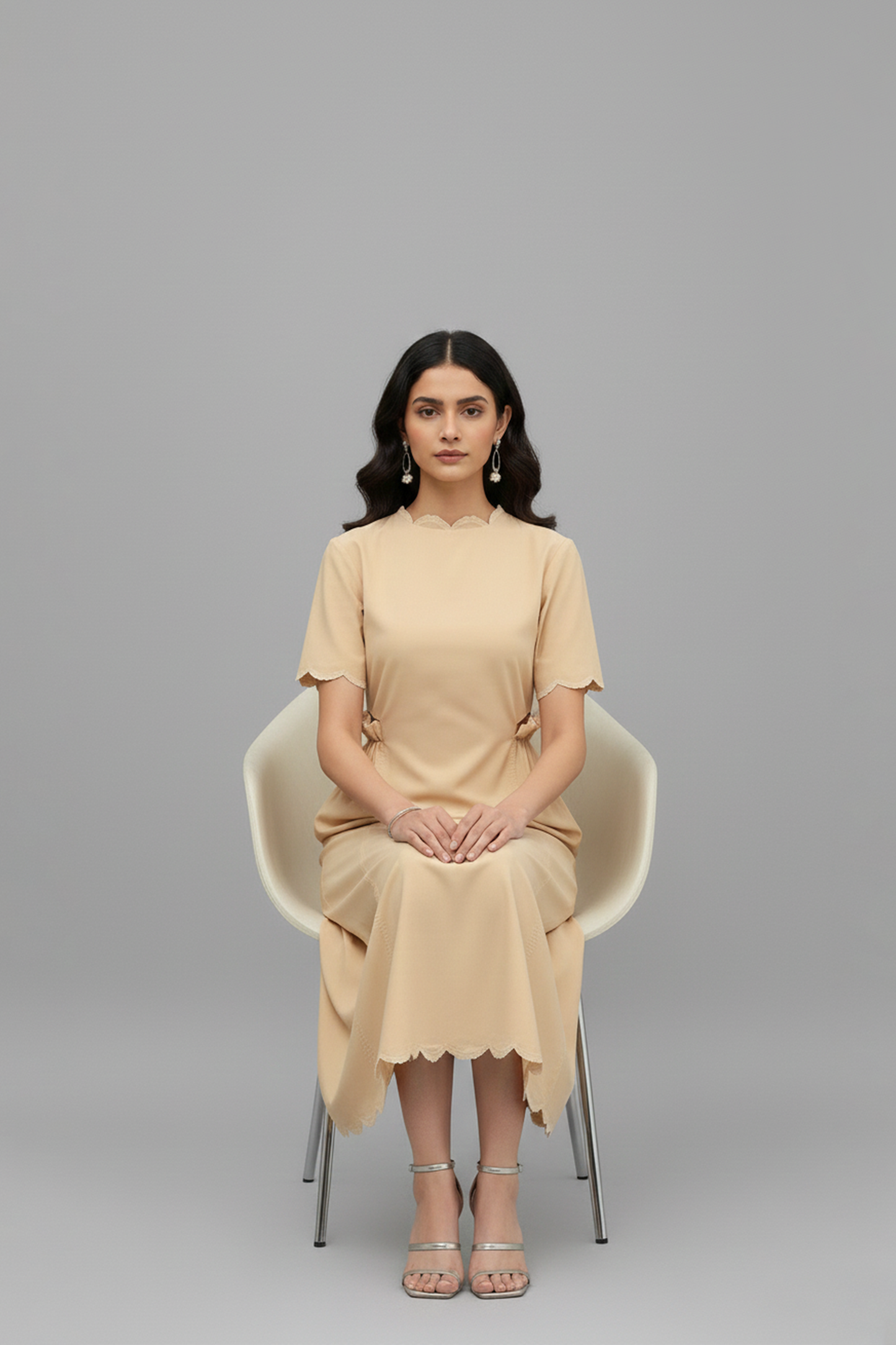 Sand Shell Scalloped Dress