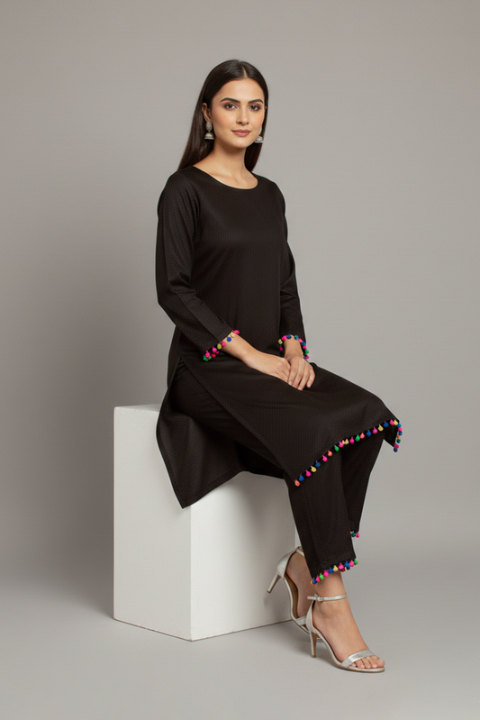 Black Crown Long Co Ord Set