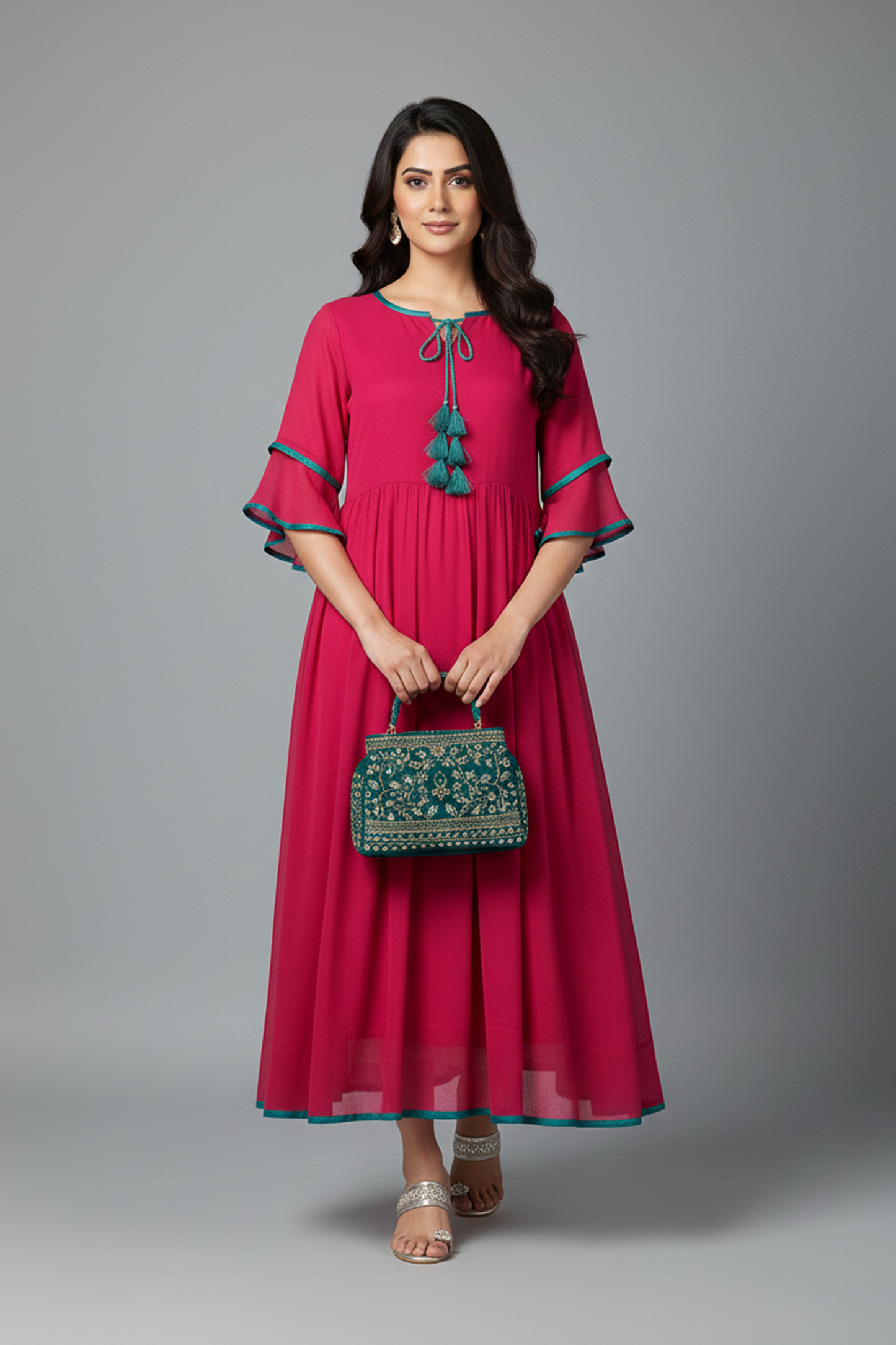 Deep Magenta Tassel Dress