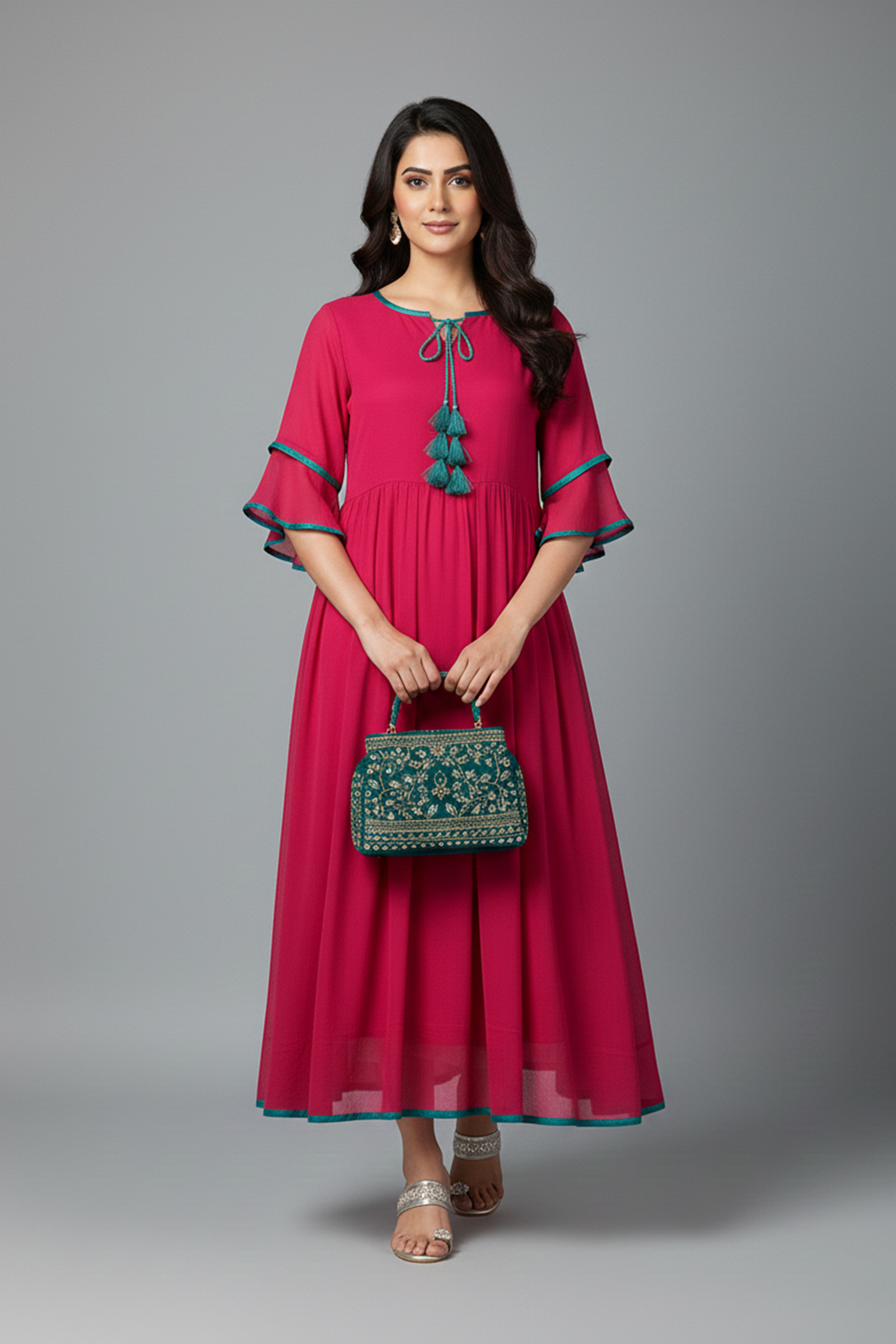 Deep Magenta Tassel Dress