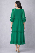 Emerald Enchantment Ruffle Dress