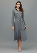 Executive Slate Belted Dress