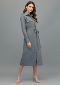 Executive Slate Belted Dress