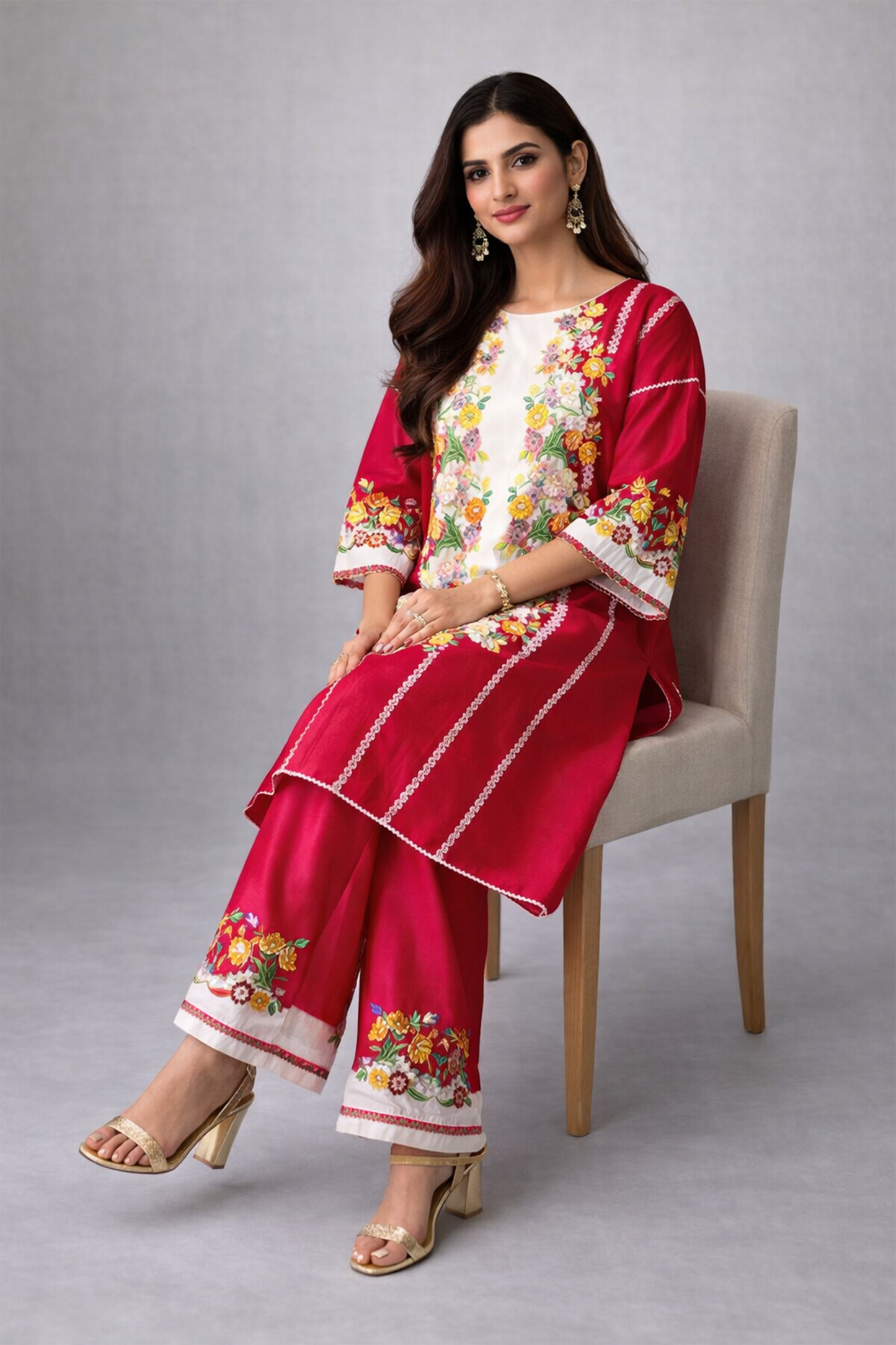 Fuchsia Meadow Embroidered Co-ord Set