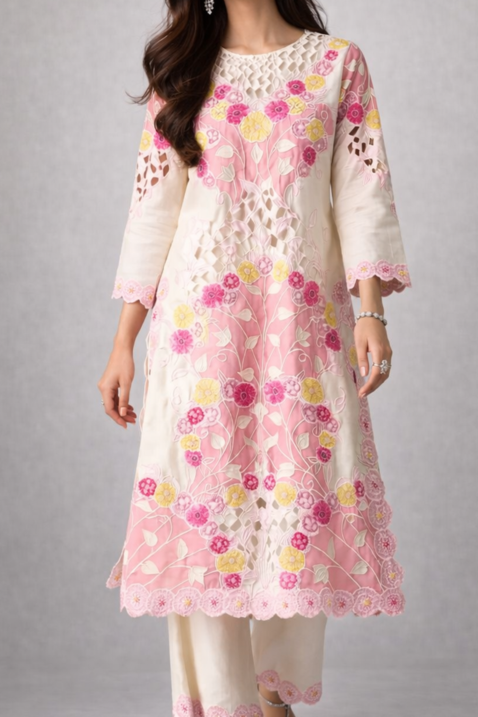 Primrose Laser-Cut Eyelet Long Co-ord Set