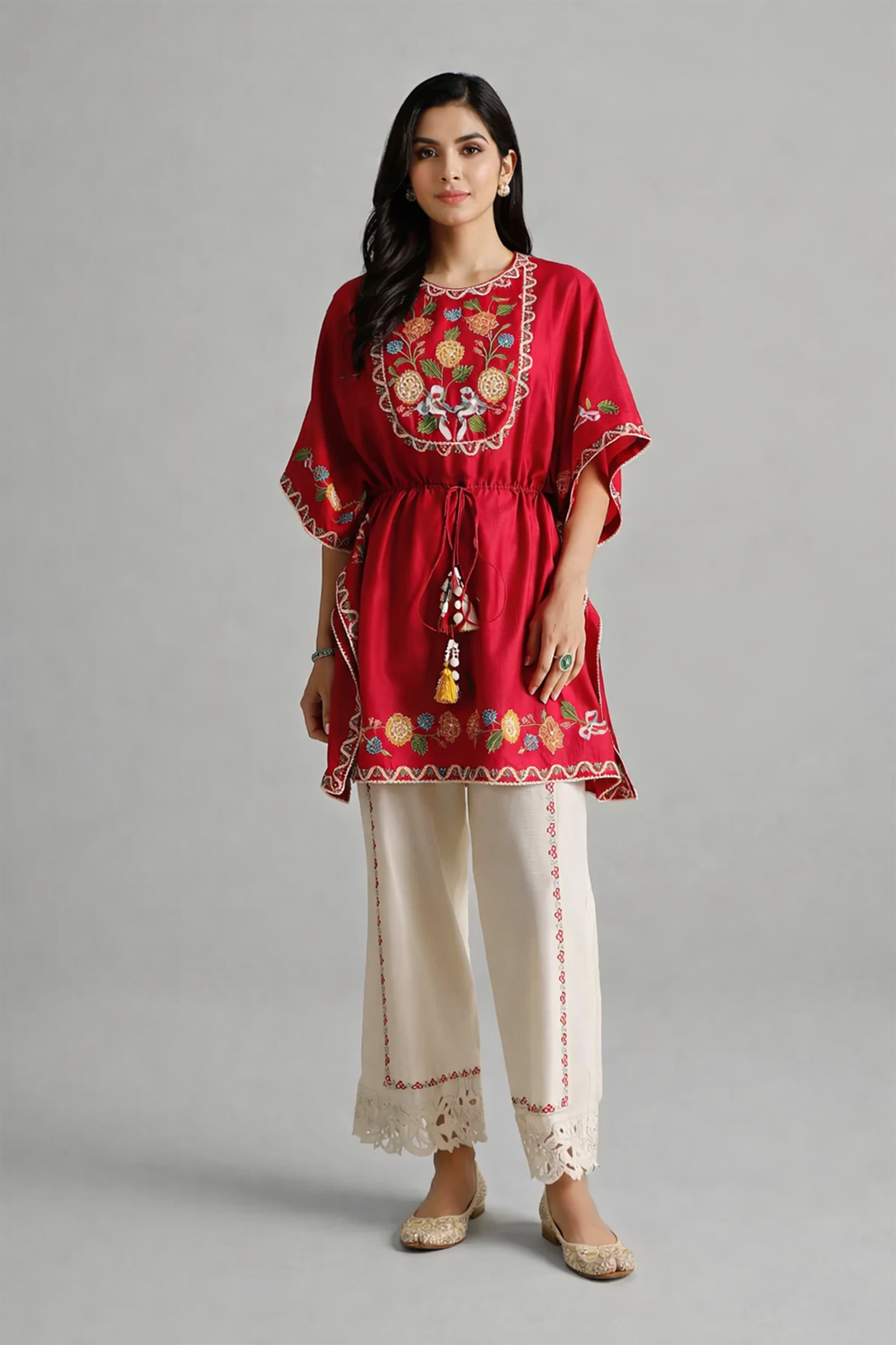 Ruby Bloom Embroidered Kaftan Co-ord Set